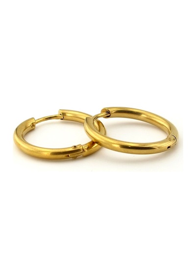 Büyük Boy 21 MM Çaplı Sarı Çelik Halka Unisex Küpe E765 Çok Renkli