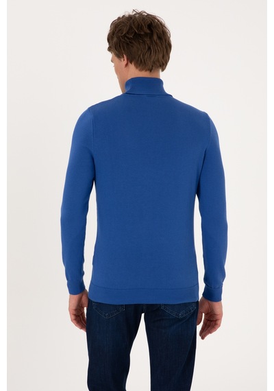 U.S. Polo Assn. Erkek Slim Fit Boğazlı Yaka Saks Basic Kazak 50288884-VR045