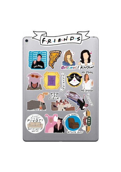 Ms Major Selection Friends Dizi Temalı Bilgisayar Laptop Defter Tablet Valiz Sticker Seti Abanoz