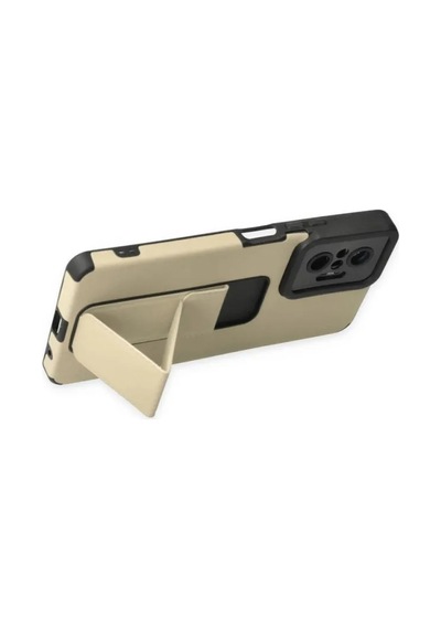 Jenerik Xiaomi Redmi Note 10 Pro Kılıf Mega Standlı Silikon - Gold