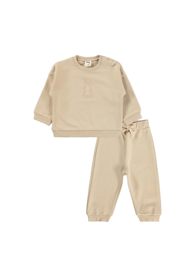 Civil Baby Tavşan Baskılı Basic 6-18 Ay Takım - Bej