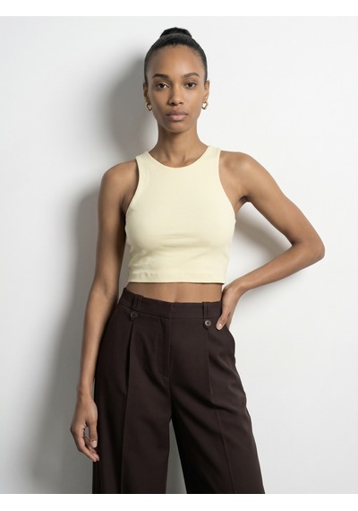 Dilvin 32941 Halter Yaka Crop Top-açık Sarı