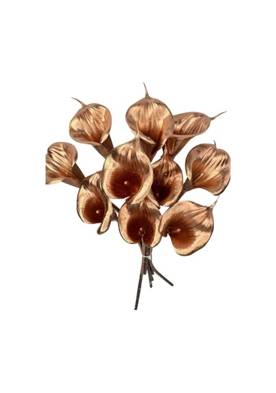Yapay Çiçek Bronz Renk Gala Eva Malzeme Cala Flower 8li Demet