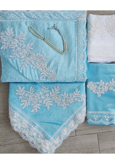 Lamazihome Kadife Seccade Takımı 5 Parça Çeyizlik Bohça Takımı (446466083)