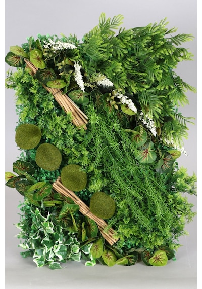 Yapay Çiçek Deposu Yapay Dikey Bitki Hazır Duvar Paneli 55 Cm X 55 Cm Model 3