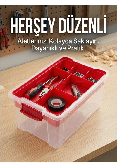 Ceritoğlu 6'lı Organizer Kutu-kilitli Kapak 1 Ceritoğlu 6'lı Organizer Kutu-kilitli Kapak Kırmızı