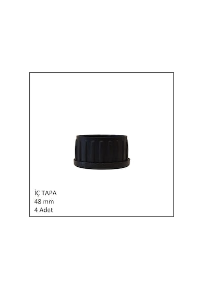 Plastik İç Tapa, Yuvarlak, 48 Mm 4 Adet Siyah