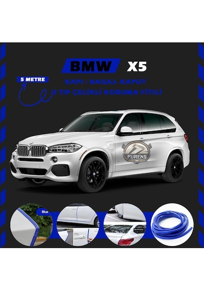 Bmw X5 Oto Araç Kapı Koruma Fitili 5 Metre Parlak Mavi Renk
