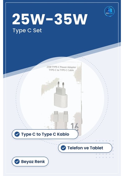 Şarj Aleti 25w Ve 35w Type C Adaptör Kablo Seti Hızlı Telefon Tab