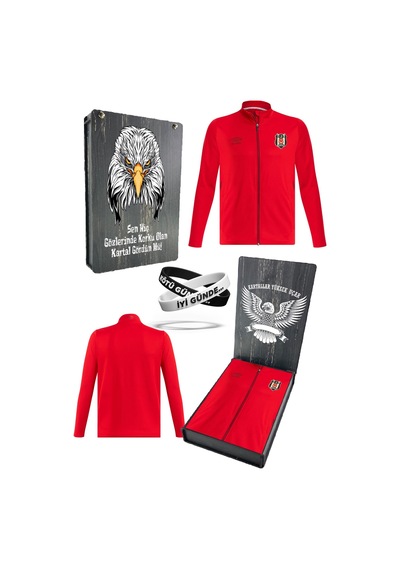 Beşiktaş Lisanslı Fermuarlı Dik Yaka Sweat + Bileklik Set Kutulu 001