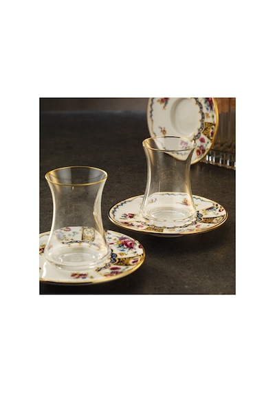 Sandro Moreno 1453 Antik Rose Gold 12 Parça 6 Kişilik Çay Seti 110 Ml Beyaz