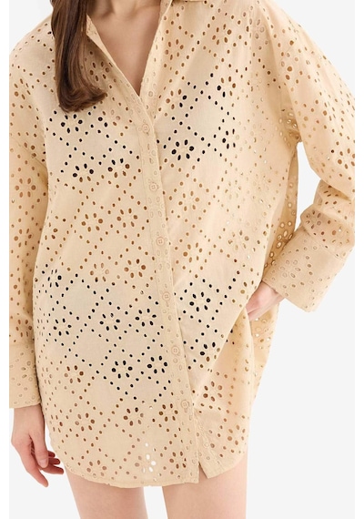 DeFacto 	Regular Fit Pamuklu Brode Plaj Gömleği-Fall in Love C0506AX25SMBG387