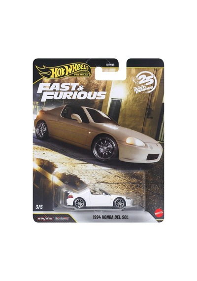 Hot Wheels Premium Fast & Furious 1994 Honda Del Sol 25. Yıl 3/5 Metal Model Araba Beyaz