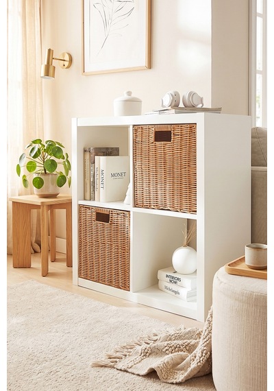 Ocean Home Textile 2'li Yıkanabilir Bej Pp Rattan Sepet Set 33 X 33 X 33 Cm