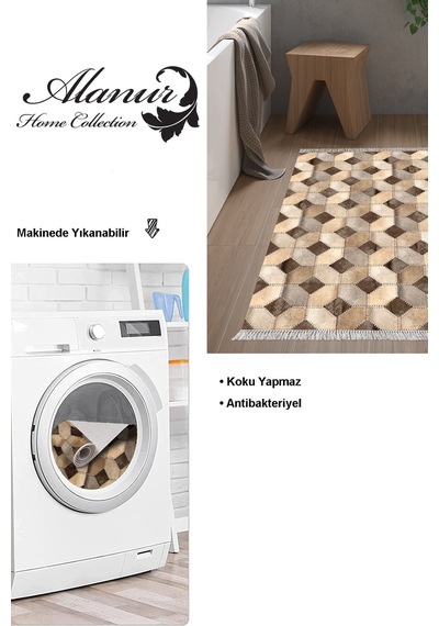 Dekoreko Kaymaz Taban Djt Banyo Halısı Trend Saçaklı Modern 1926 Kahve