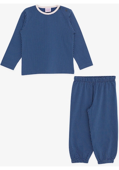Breeze Kız Bebek Pijama Takımı Puantiye Desenli 9 Ay-3 Yaş, Lacivert