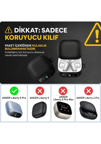 Caseonn Anker Soundcore Liberty 5 Pro Kılıf Askı Aparatlı Mat Silikon Lacivert