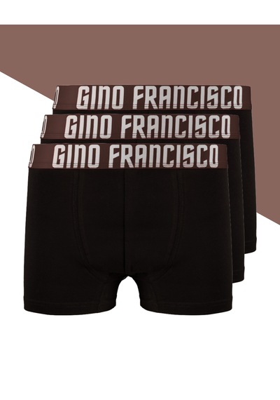Gino Francisco Erkek Boxer 3'lü Paket Pamuklu Kırmızı Mood Serisi Premium Kutulu Set Kahverengi