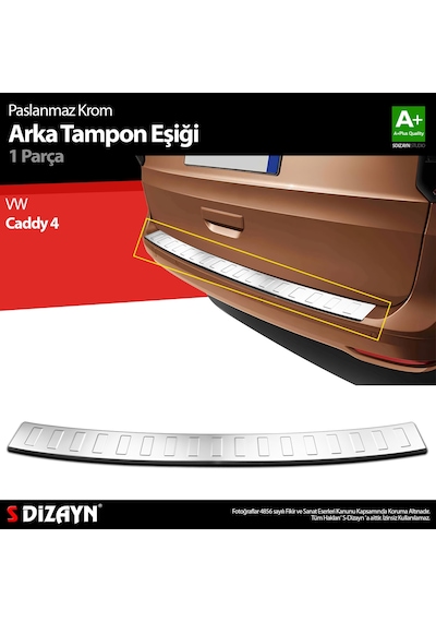 S-dizayn Vw Caddy 4 Krom Arka Tampon Eşiği 2021 Üzeri