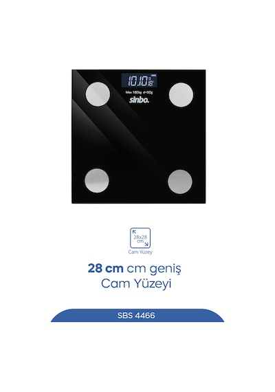 Sinbo Sbs-4466 Akıllı Bluetooth Baskül Vücut Yağ & Bmı Ölçer, Mobil Uygulamalı