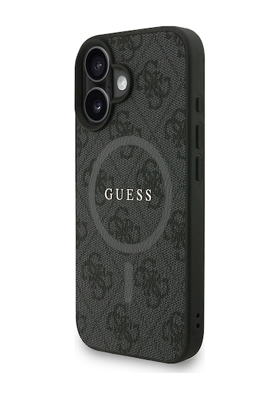 Apple iPhone 16 Uyumlu Kılıf Guess Lisanslı M safe Bilek Askı İpli Yazı Logolu Kapak Siyah