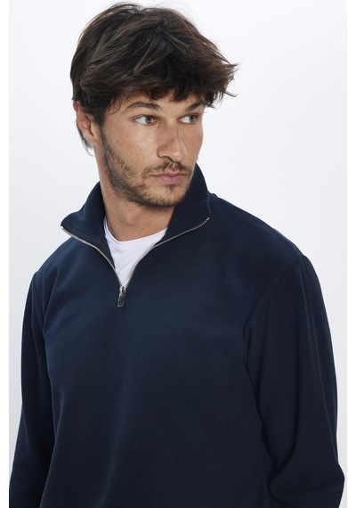 Tudors Erkek Relax Fit Rahat Kesim Pamuklu Lacivert Dik Yaka Sweatshirt -31975-lacivert Lacivert