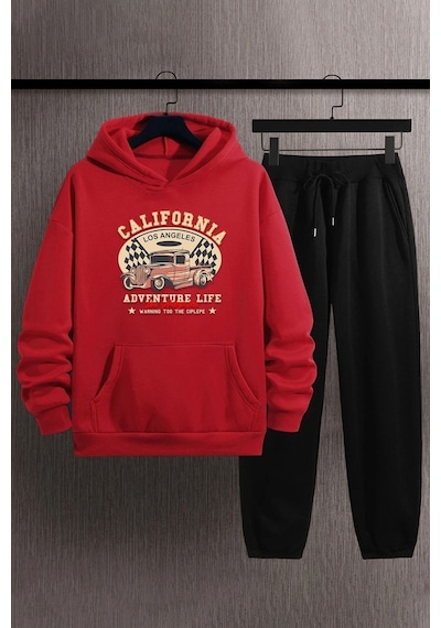 Uyguntarz Unisex California Eşofman Takımı Kırmızı