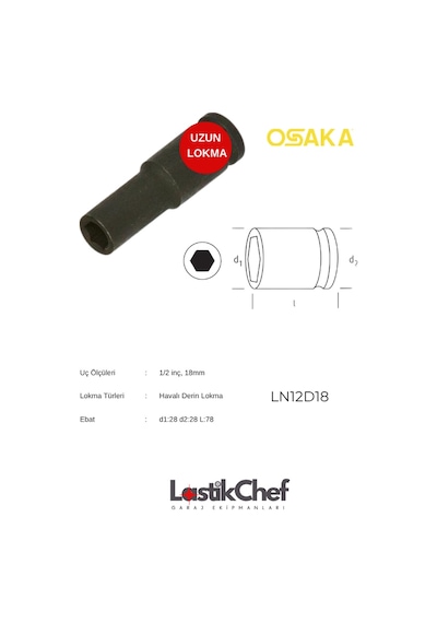 Osaka 18 Mm 1/2" Derin Lokma