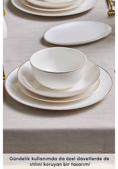 Karaca  Elegance Bone Esbelto 53 Parça 12 Kişilik Yemek Takımı Gold