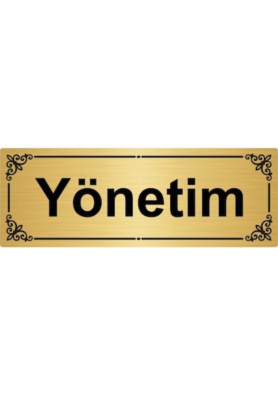 Yönetim 7x20cm Altın Renk Metal Yönlendirme Levhası