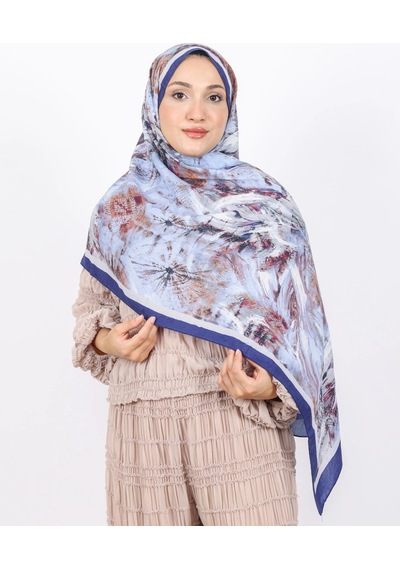 Luissa Bambu Kraş Şal Pastel Desen Lacivert