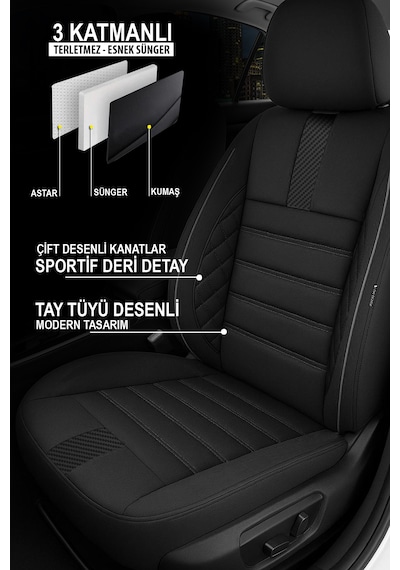 Oniks Tay Tüyü Oto Koltuk Kılıfı Fiat Egea-linea-punto-albea-marea-tipo-uno Uyumlu Siyah