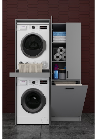 Çamaşır Makinesi Banyo Dolabı Takımı Sepetli %100 Mdf Çekmeceli Çok Amaçlı Kurutma Dolabı Bt01 Kül Gri Çamaşır Makinesi Banyo Dolabı Takımı Sepetli %100 Mdf Çekmeceli Çok Amaçlı Kurutma Dolabı Bt01 Kül Gri