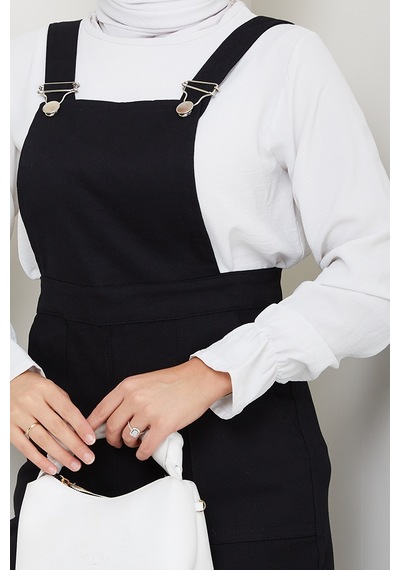 Bestenur Gülru Cepli Gabardin Tulum 1587 - Siyah Siyah