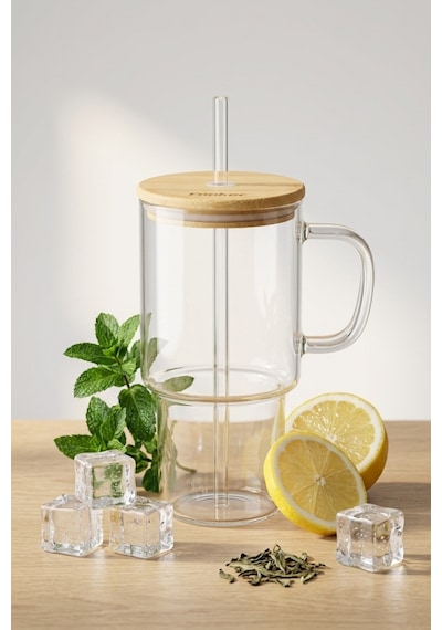 Cooker 800 Ml Cam Pipetli Bambu Kapaklı Bardak Ckr4571 Çok Renkli
