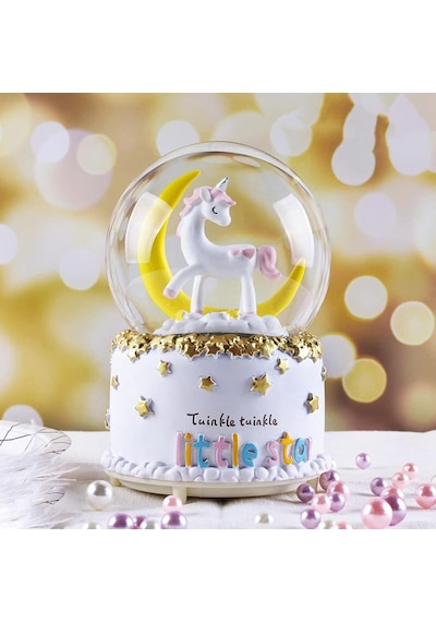 Unicorn Dönen Büyük Boy Püskürmeli Işıklı Müzikli Kar Küresi