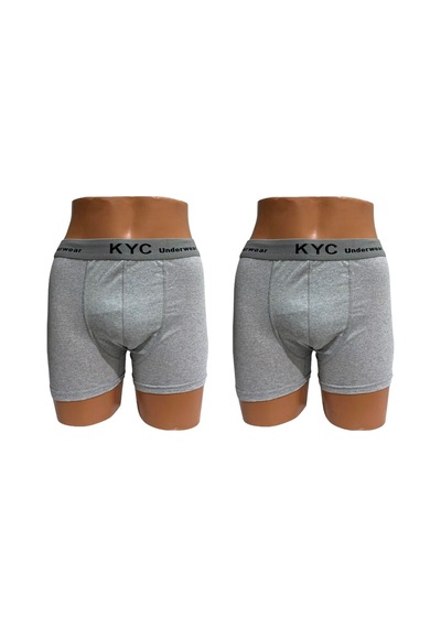 Kyc Shopping 2 Adet Gri Renk Pamuklu Likralı Penye Esnek Kumaş Boxer