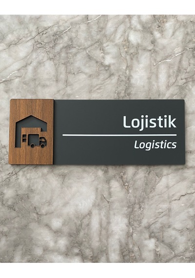 Wooden Serisi Lojistik Departman Kapı İsimliği Yönlendirme Levhas