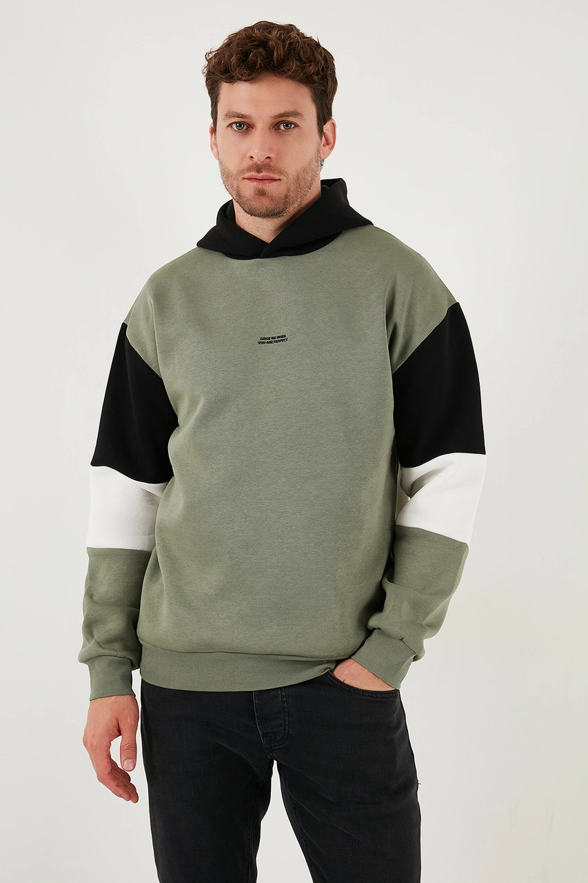 Buratti Pamuklu Relaxed Fit Kapüşonlu Içi Tüylü Yumuşak Şardonlu 2' Li Paket Erkek Sweat 5905299S2 Haki-Koyu Lacivert