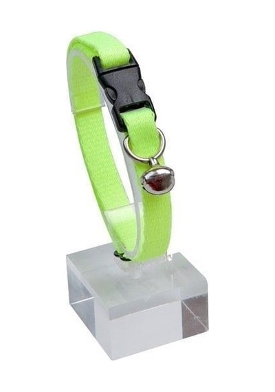 Toptan 10 Adet Neon Sarı Zilli Ayarlanabilir Kedi Boyun Tasması 22-30 Cm-21504