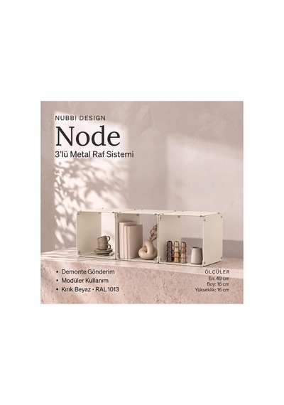 Node 3'lü Modüler Metal Tezgah Üstü Mutfak Rafı Ve Kahve Köşesi Standı 49x16 Cm Krem - 943947129 Krem