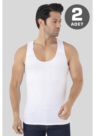 Arma Yıldız Erkek İz Bırakmayan Dikişsiz Atlet Beyaz %100 Pamuk Penye 2'li Paket Beyaz