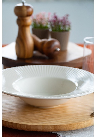 Satürn 27 Cm Porselen Makarna Tabağı Kırık Beyaz