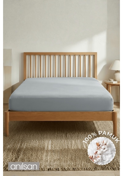 %100 Pamuklu Penye Lastikli Çarşaf Tek/çift Kişilik Fitted Jersey 30 Cm Köşe Yüksekliği Su Yeşili