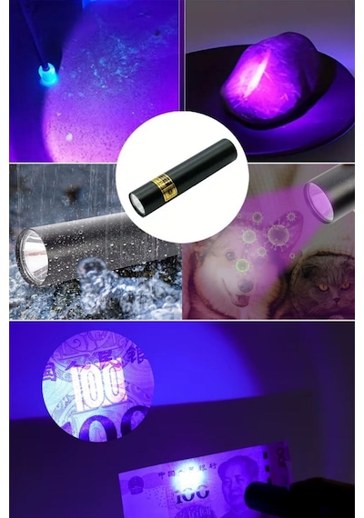 Plentiful Oje Kurutucu Para Kontol Mini Cep Boy Usb İle Şarj Olan Led Uv Mor Işık El Feneri