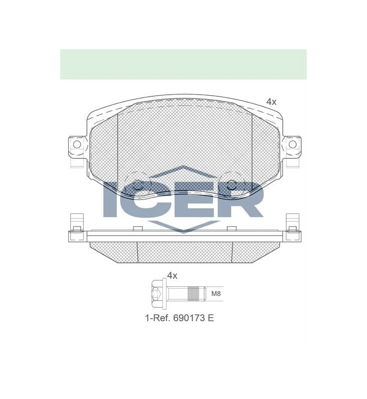 Icer Fren Balata On Ikazlı Renault Megane Iv B9a/m 1.5 Dcı 2016- / Megane Iv B9a/m 1.6 Dcı 2016- / Megane Iv B9a/m 1.6i 2016- /megane Iv B9a