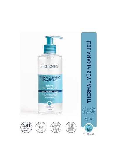 Celenes By Sweden Thermal Yüz Yıkama Jeli Yağlı Ve Karma Ciltler 250 Ml