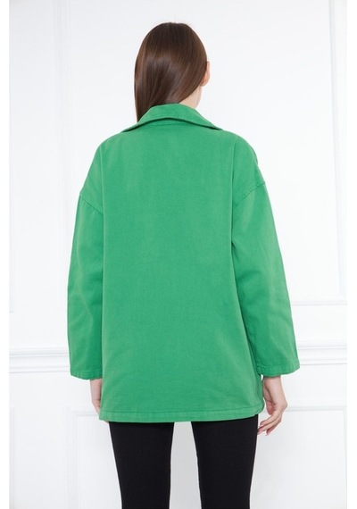 Kadın Benetton Yeşili Oversize Kot Ceket Benetton