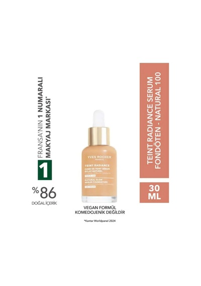 Hyaluronik Asit İçerikli Teint Radiance Işıltı Etkili Serum Fondöten Vegan Naturel 100 114