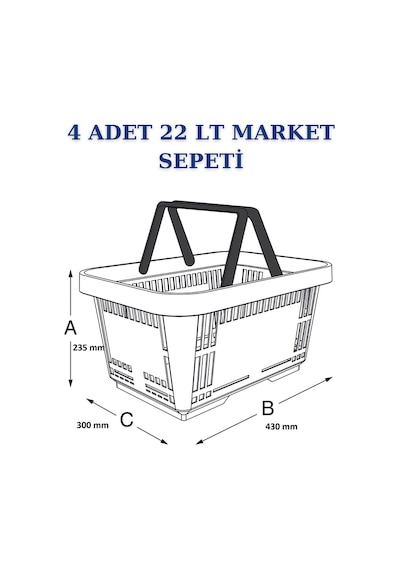 2 adet 22Litre Market ve Alışveriş Sepeti, Saplı Market Sepeti R